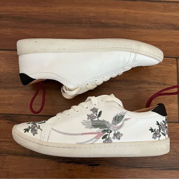 Zara White Embroidered Sneakers EU 35/US 5 - Picture 3 of 9